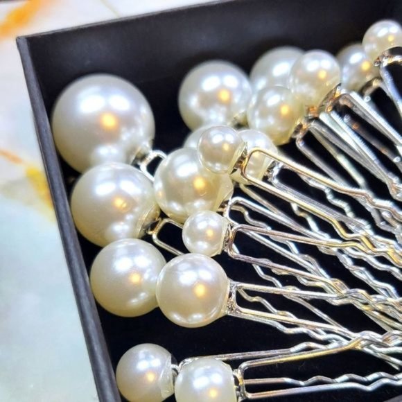 New handmade?bridal hair pin vegan silver tone main image 5
